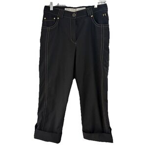 Masters Golf Fashion By Alaska Size 8โ Black Gold Stitching Athletic Capri Pants
